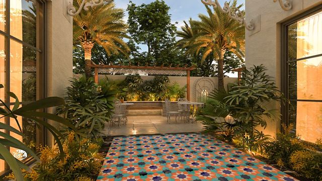 Tiled Patio Courtyard