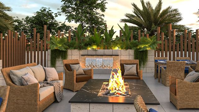 Outdoor Lounge with Fire Pit